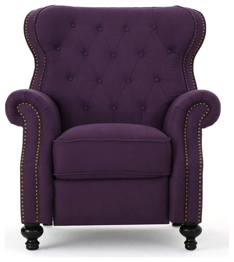 Elegant Recliner  Padded Seat With Rolled Arms and Tufted Wingback   Traditional   Recliner Chairs   by Decorn  Houzz