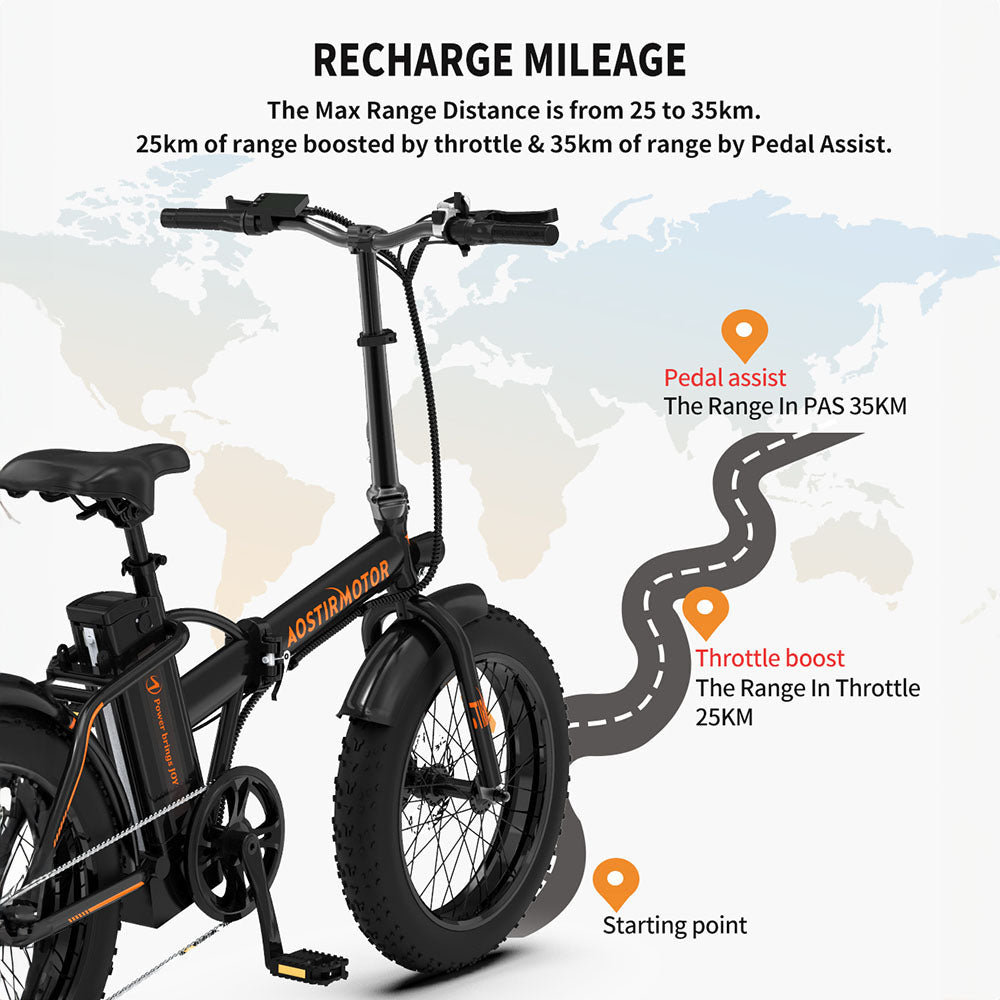 Yescom USA 20 Inch Folding Electric Bike Fat Tire E-bike 36V 500W