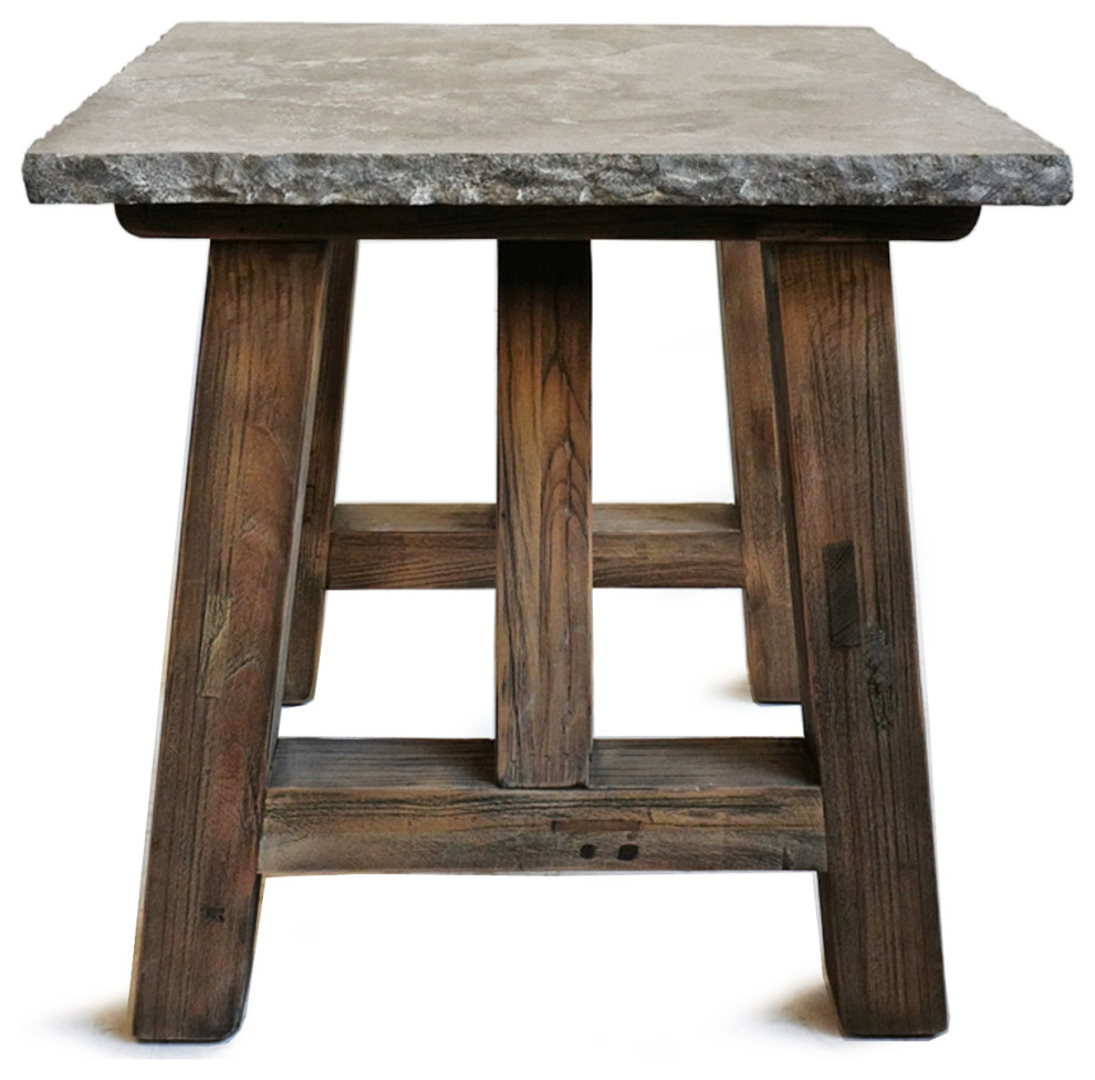 Stone Top Farm Side Table   Farmhouse   Side Tables And End Tables   by Design Mix Furniture  Houzz