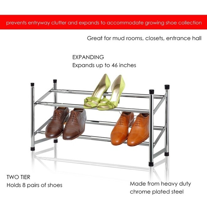 2 Tier Chrome Expandable Shoe Rack