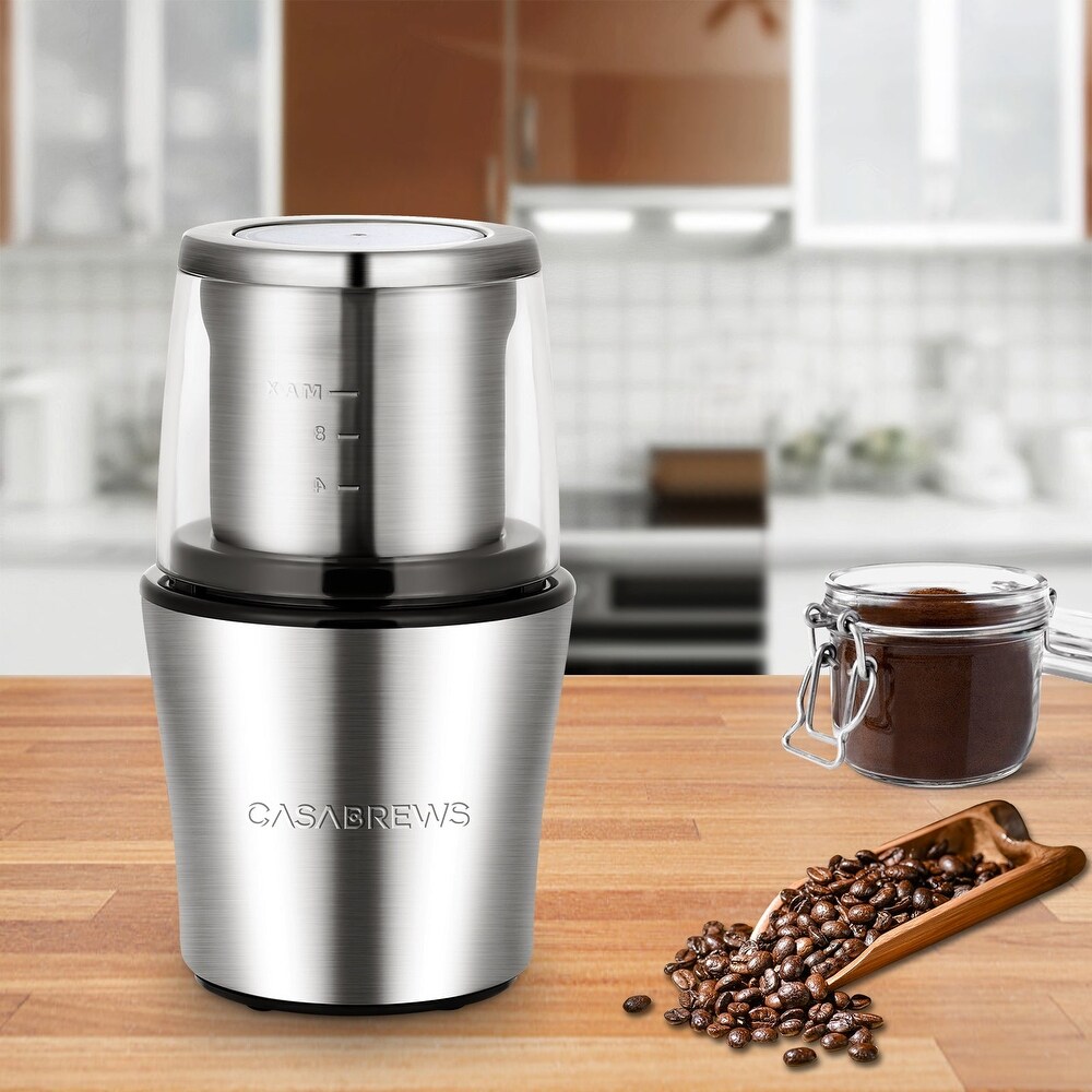 CASABREWS Coffee Grinder Electric  One Touch Operation Coffee Bean Grinder  Silver