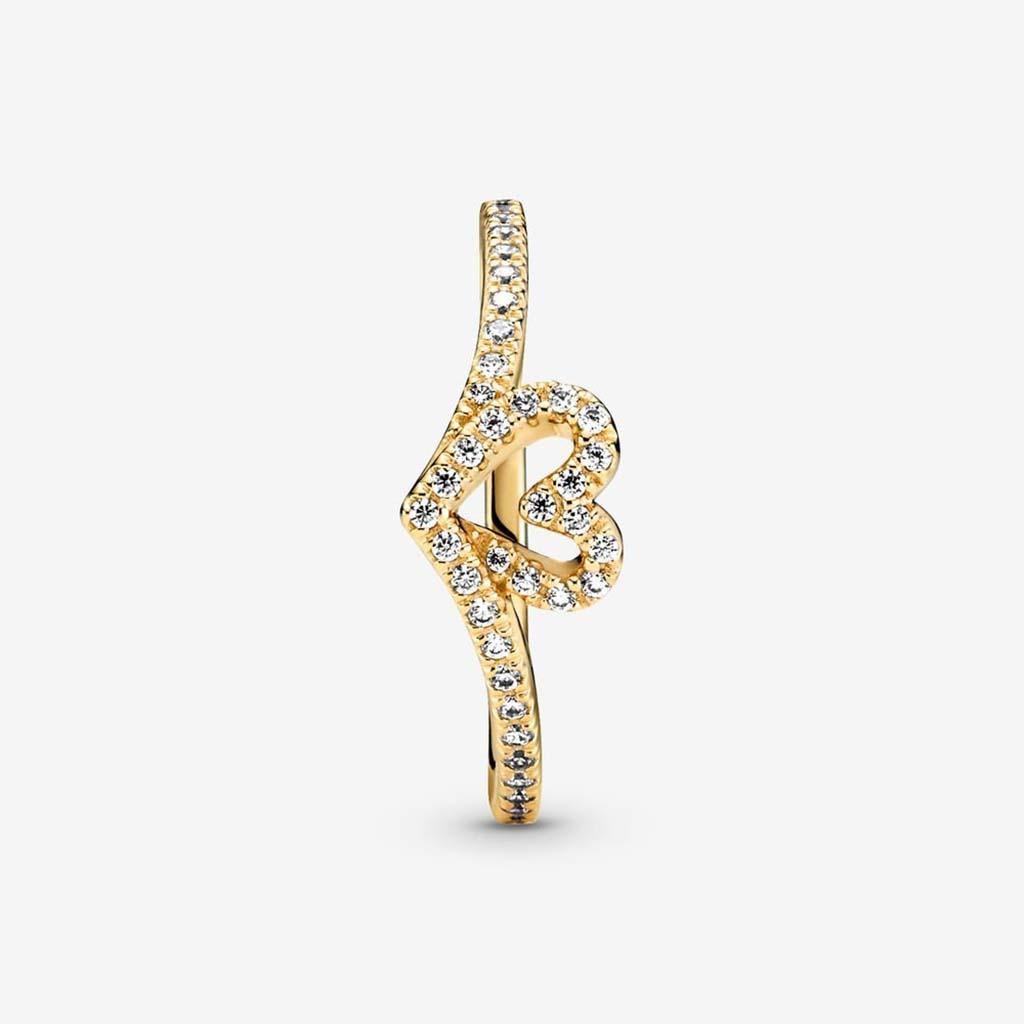 PANDORA  Pandora Timeless Wish Sparkling Heart Ring - Gold Plated