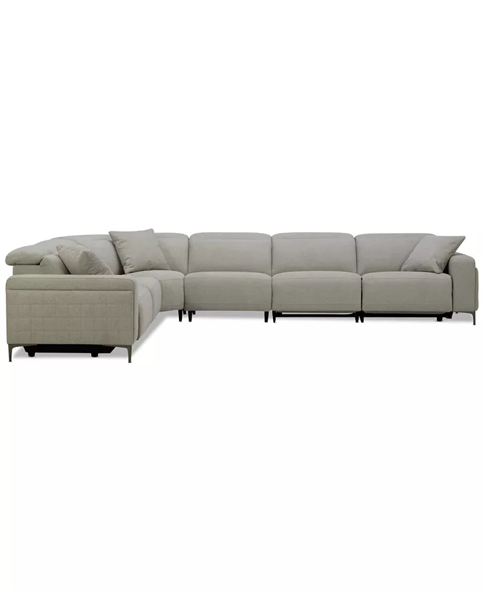 Furniture Adney 161 6-Pc. Zero Gravity Fabric Sectional with 3 Power Recliners