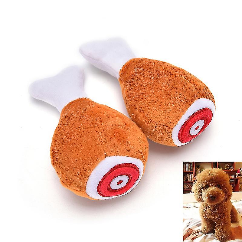 1pc Drumstick Chew Play Toy Pet Dog Cat Squeaker Squeaky Plush Sound Chicken Leg