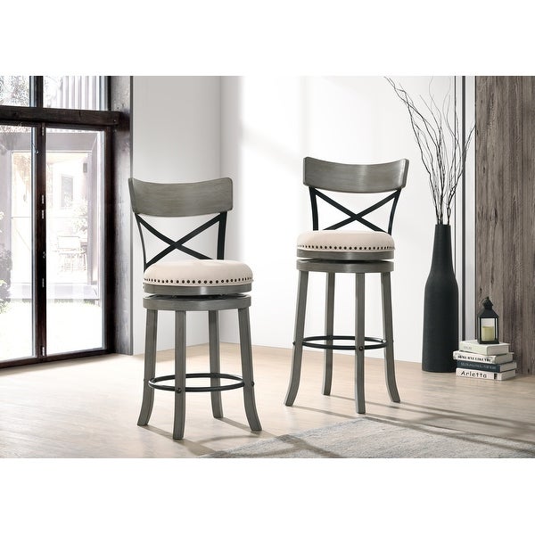 Furniture of America Heidi Modern Farmhouse Swivel Barstools Set of 2