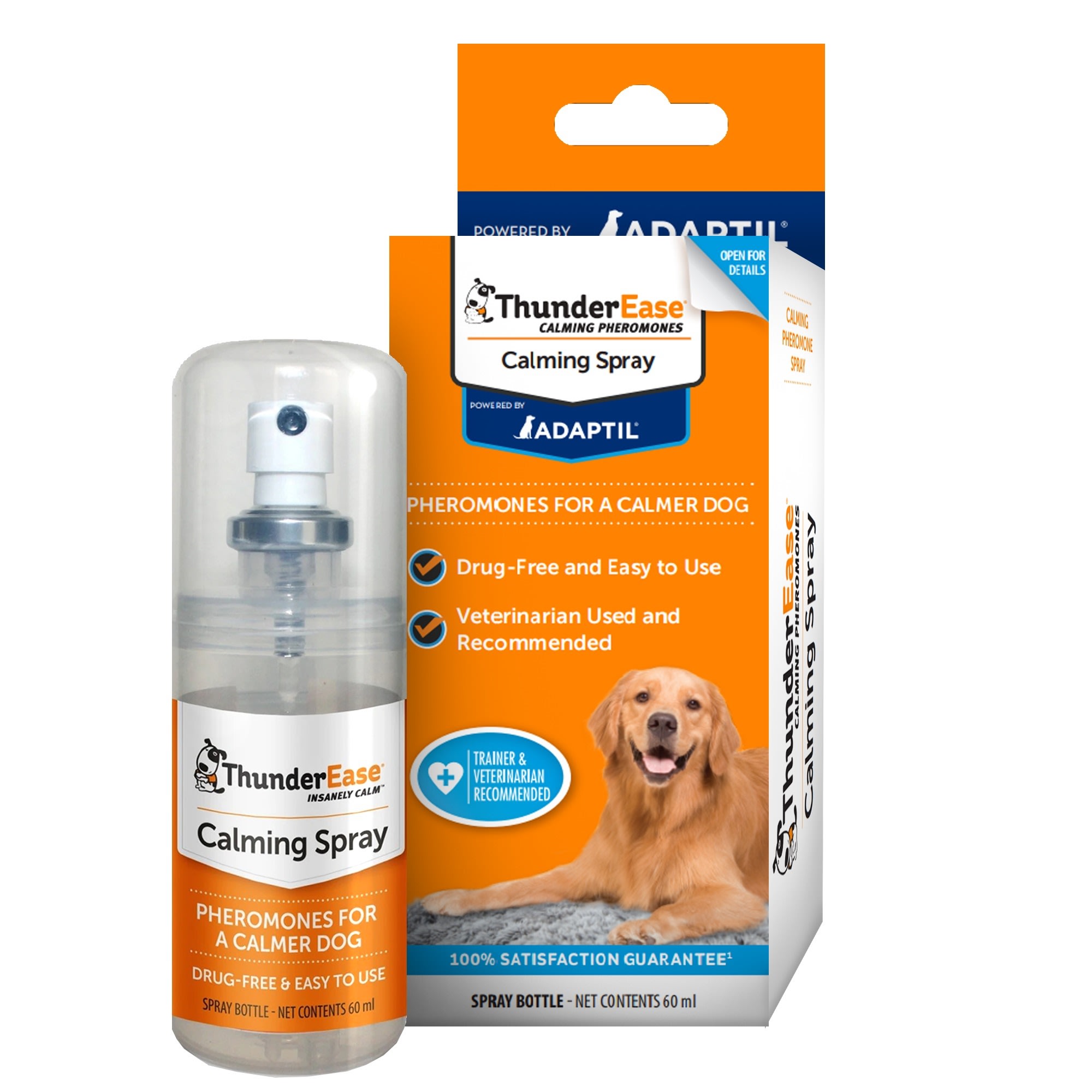 ThunderWorks ThunderEase Pheromone Calming Spray for Dogs， 60 ml.