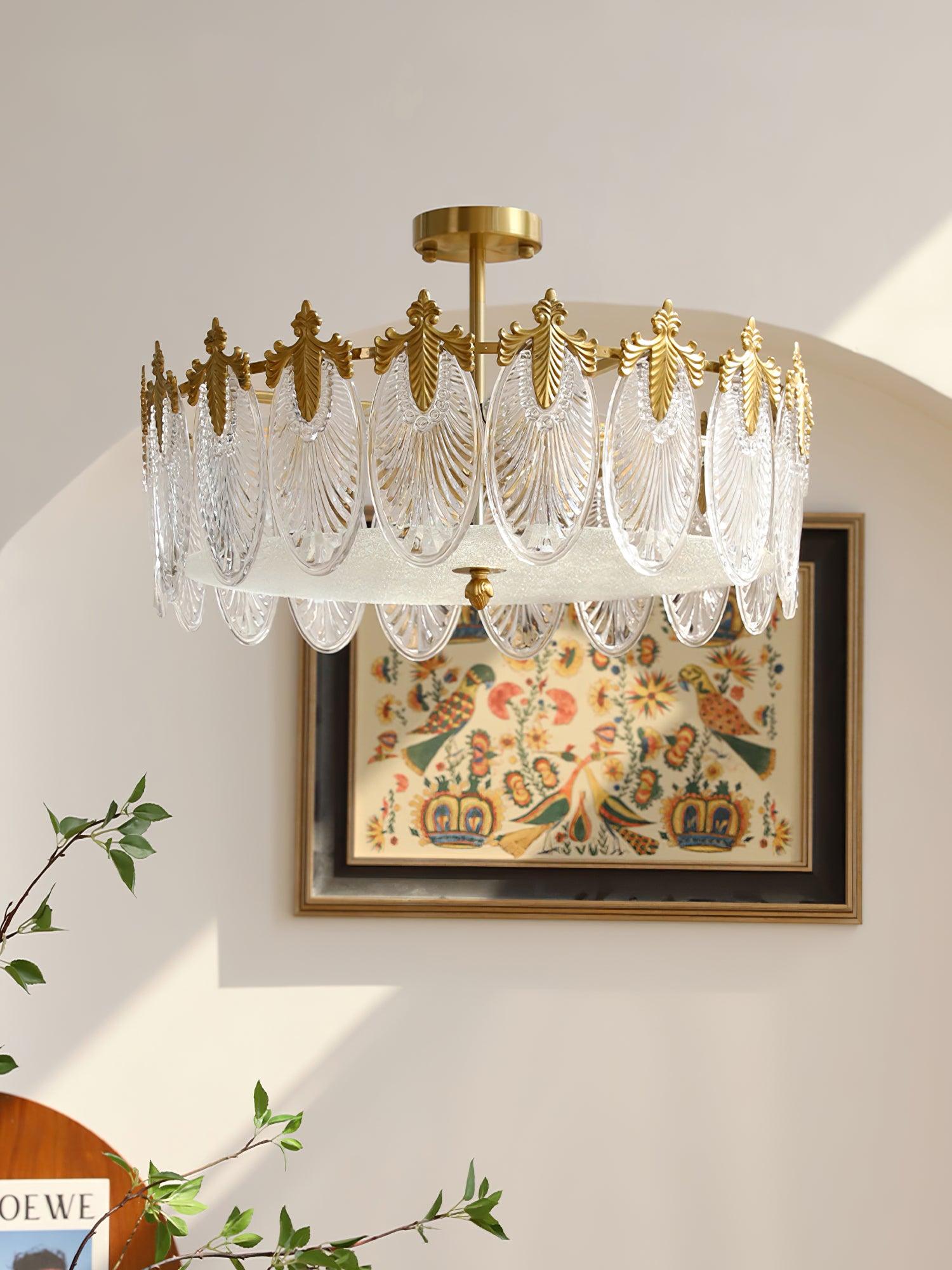 Decorative Pattern Glass Round Chandelier