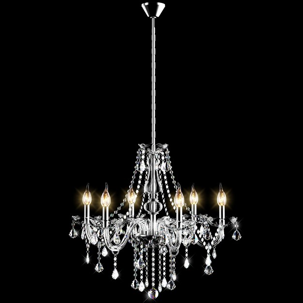 Tangkula Modern Elegant Crystal Chandelier Ceiling Light Fixture With 6 Lights For Dining Room Hallway Stairway Bar Restaurant