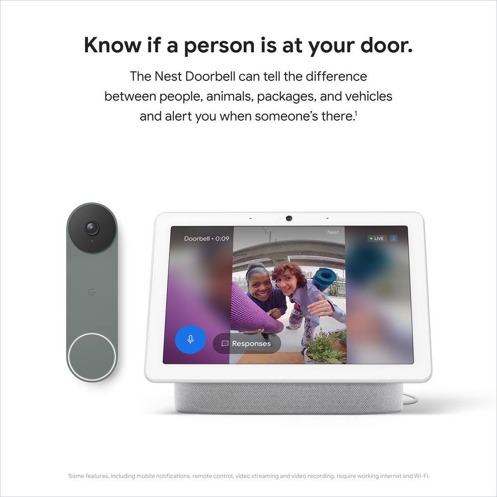 Google Nest Doorbell (Battery) - Smart Wi-Fi Video Doorbell Camera - Ivy GA02075-US