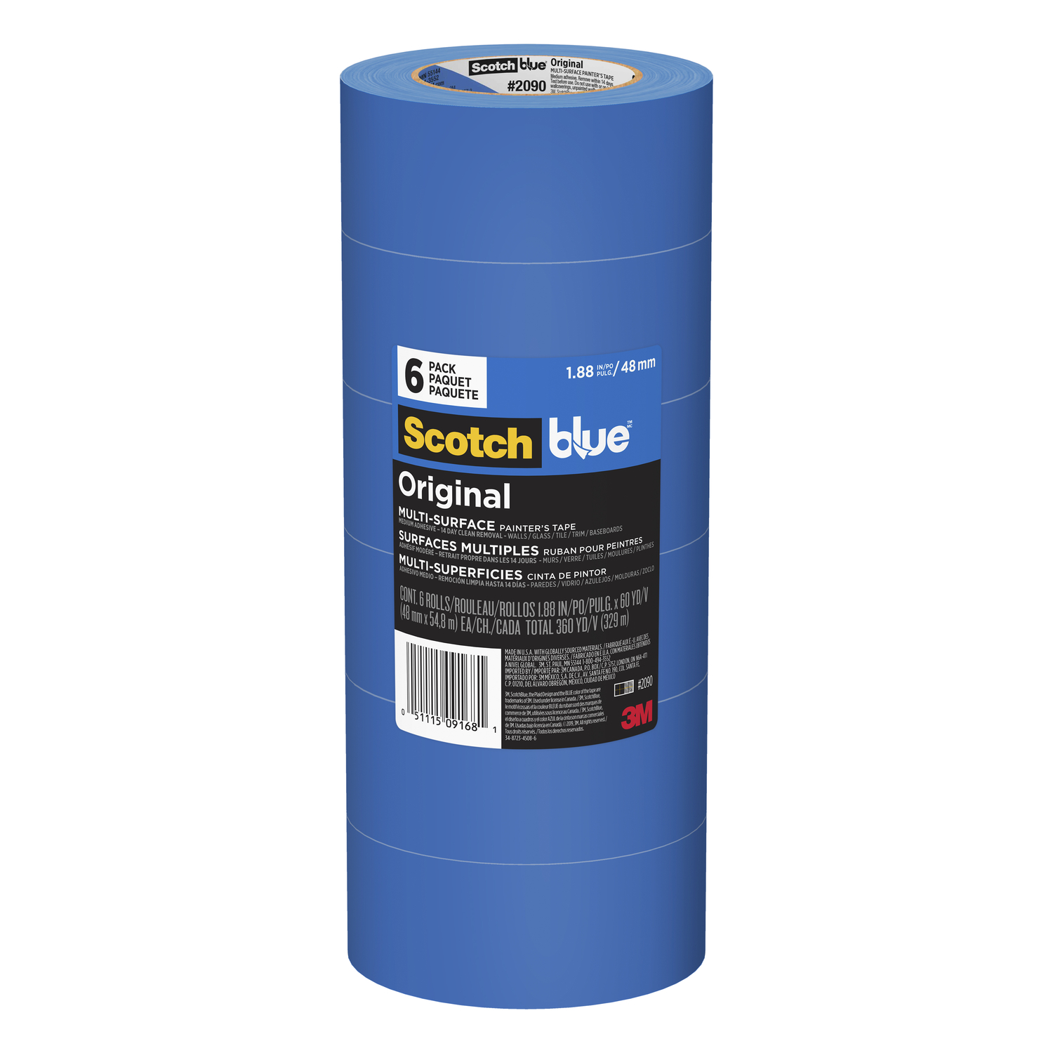 ScotchBlue 1.88 in. W X 60 yd L Blue Medium Strength Original Painter-u0027s Tape 6 pk