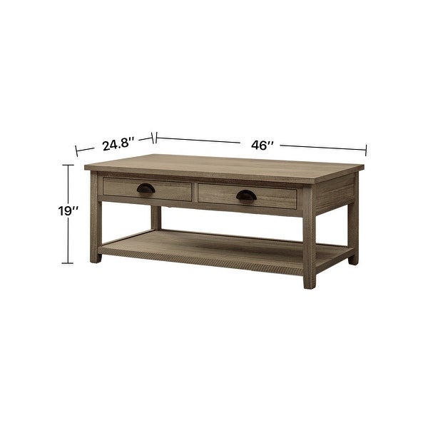 Wood Sofa Table Coffee Table with 2 Drawers and 1 Shelf for Living Room