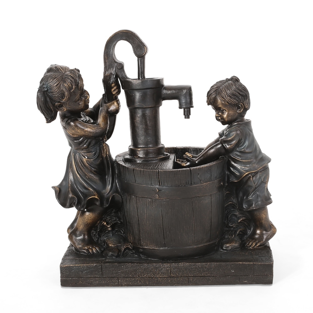 Schramling Outdoor Outdoor Children at Water Pump Fountain by Christopher Knight Home