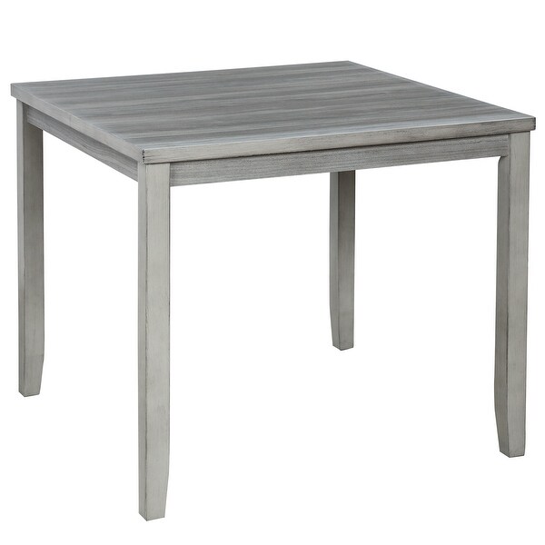 Wood 5 Piece Dining Table Set with cushions， Light Gray