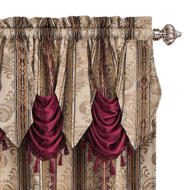 Kate Aurora 2 Piece Red Burgundy amp Taupe Complete Damask Window Curtain Panels 56 In W X 84 In L Burgundy