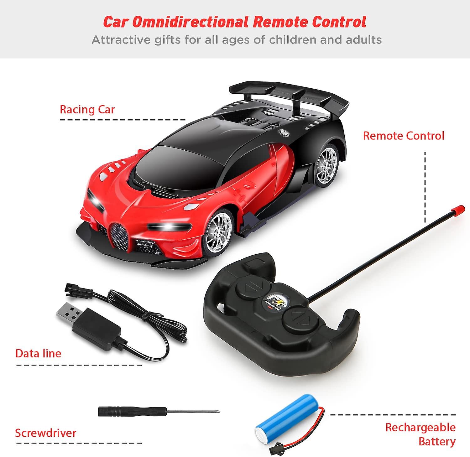 Remote Control Car For Kids   1/16 Scale Electric Remote Toy Racing， With Led Lights Rechargeable High speed Hobby Toy Vehicle， Rc Car Gifts For 4 5 6