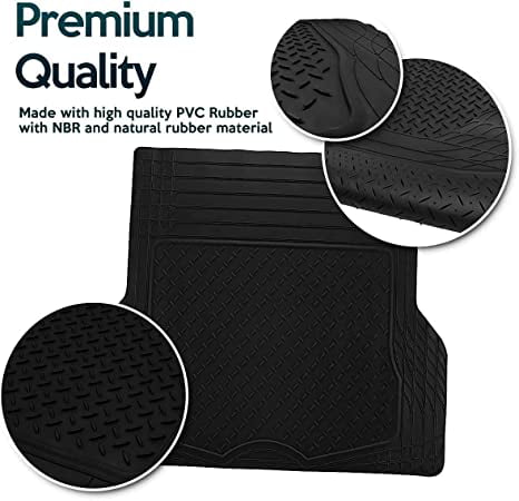 Zone Tech All-Weather Universal Rubber Trunk Cargo Liner Car Floor Mat， Black