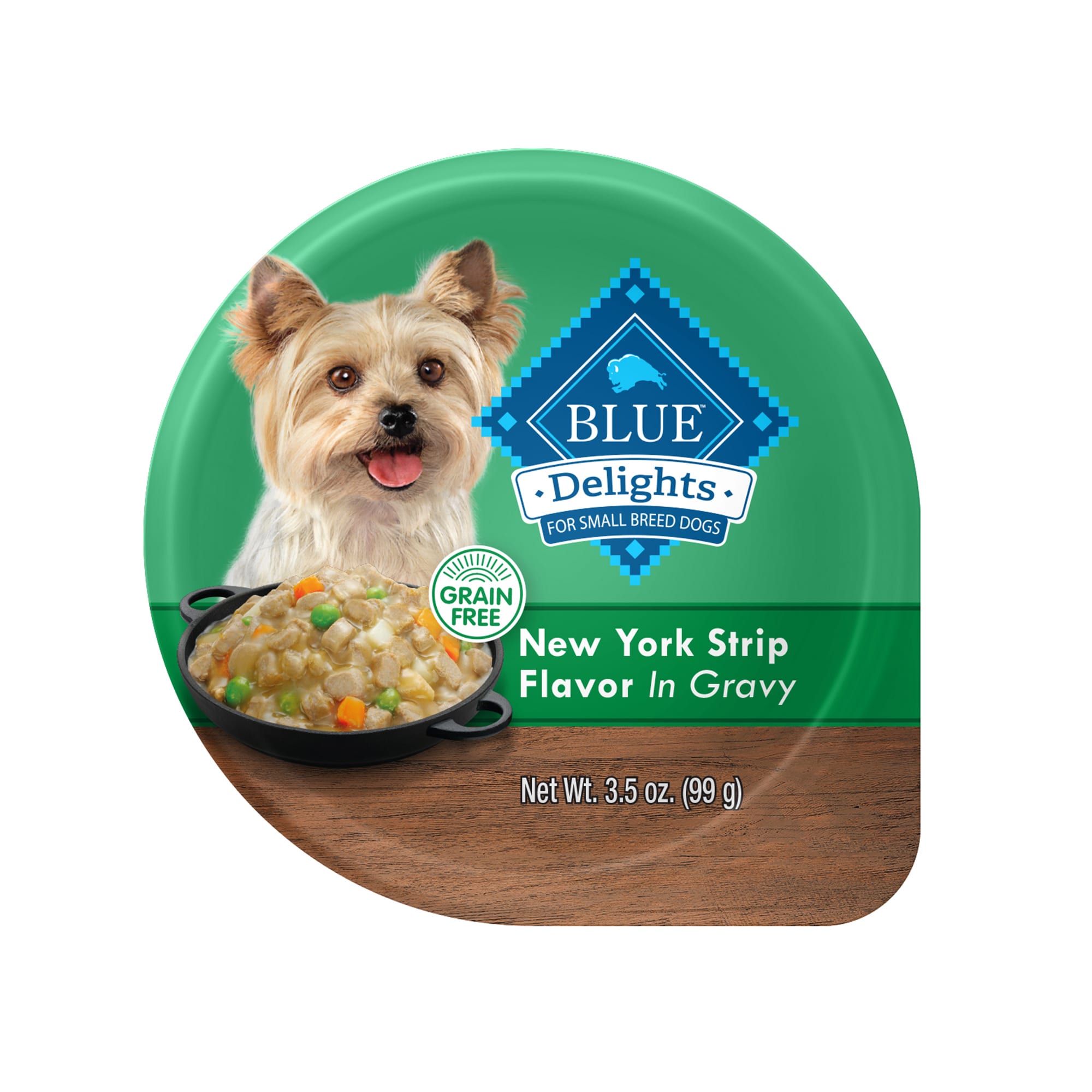 Blue Buffalo Blue Life Protection Delights Small Breed New York Strip Flavor in Hearty Gravy Wet Dog Food， 3.5 oz.， Case of 12