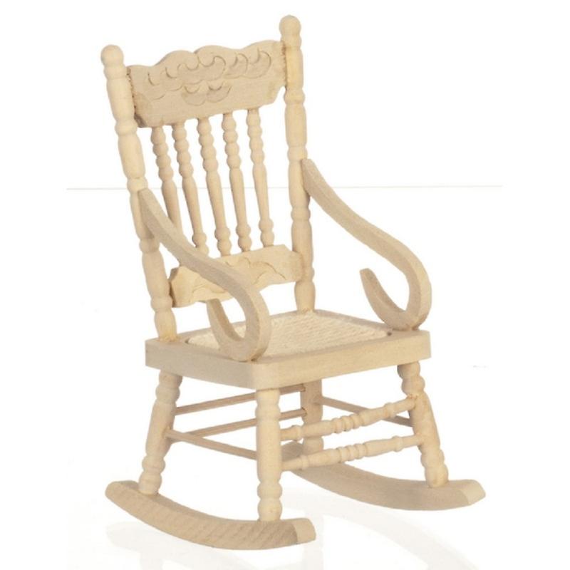 Dolls House Rocking Chair With Woven Seat Unfinished Rocker Miniature Furniture