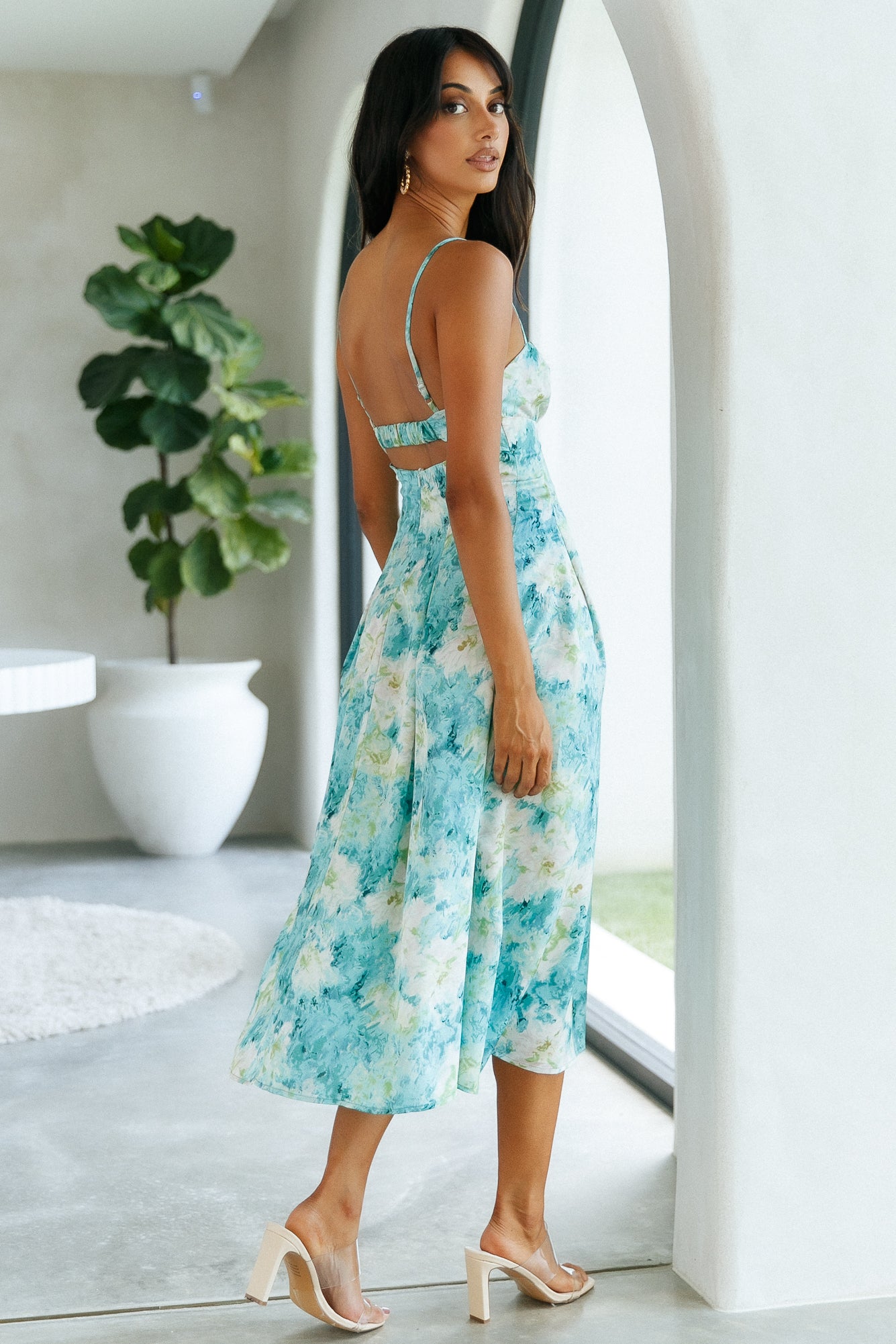 Sunny Skies Midi Dress Aqua