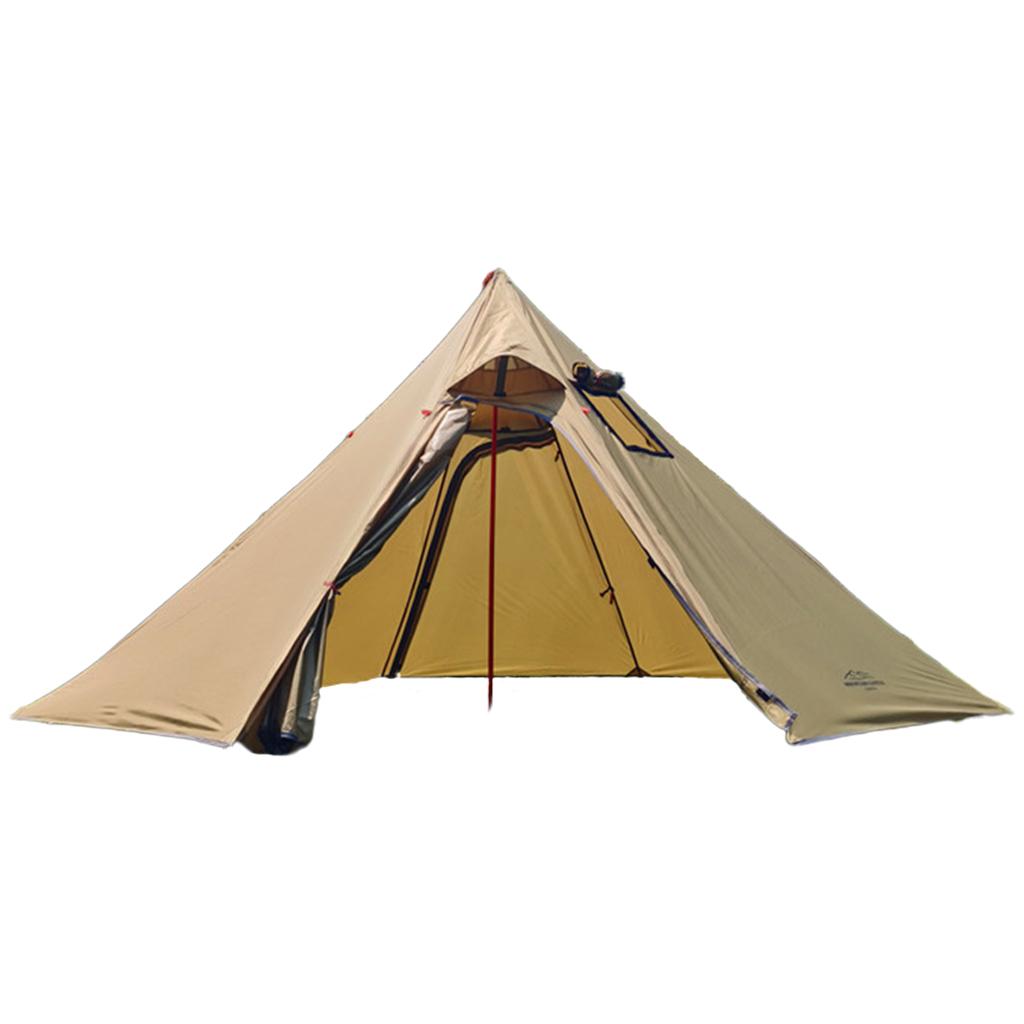 Lightweight Hot Tent with Fire Flue Window Four Season Tents with Water for Hiking Tent Travel - Brown