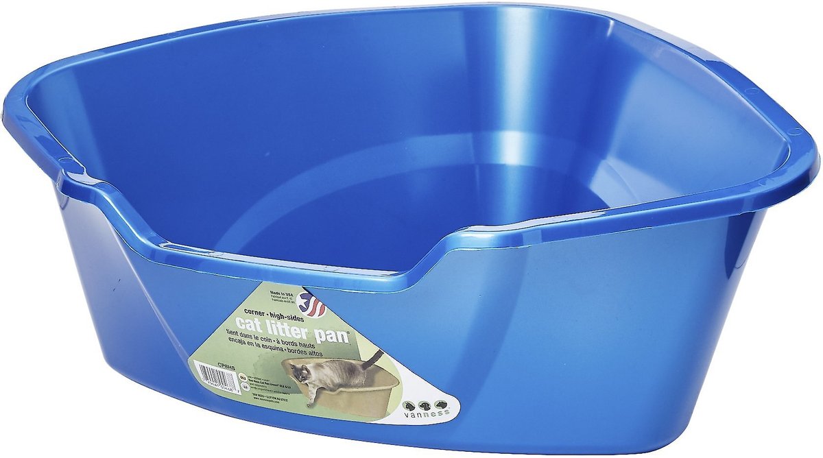 Van Ness High Side Corner Cat Litter Pan， Blue