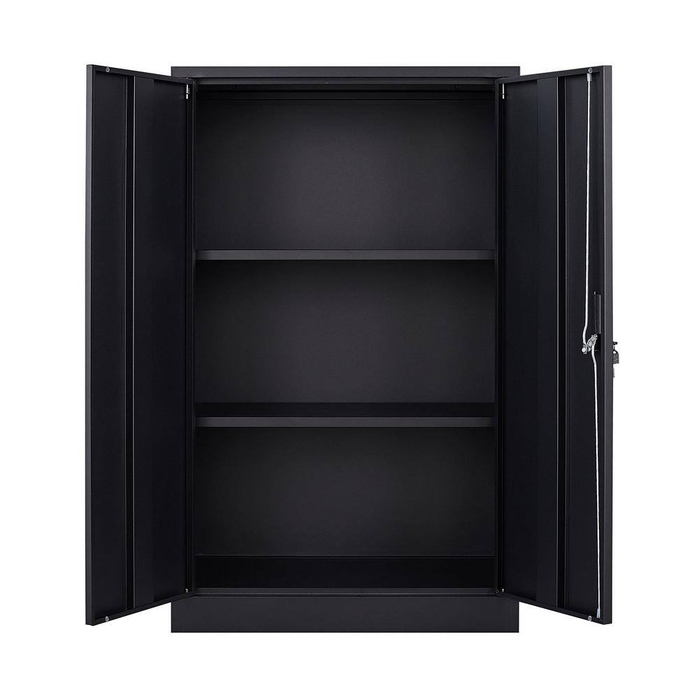 VERYKE Modern Black Steel Folding File Cabinet with 3-Shelves  2-Doors DB-W124747827