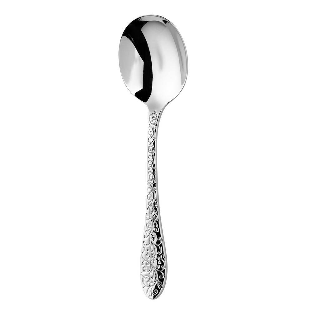 Oneida Ivy Flourish 1810 Stainless Steel Oval Bowl SoupDessert Spoons (Set of 12) T638SDEF