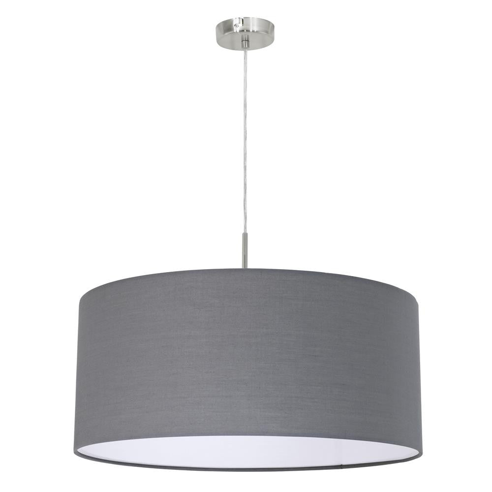 Eglo 31577 Pasteri Matt Grey Fabric Modern 1 Lamp Round Single Pendant 530mm