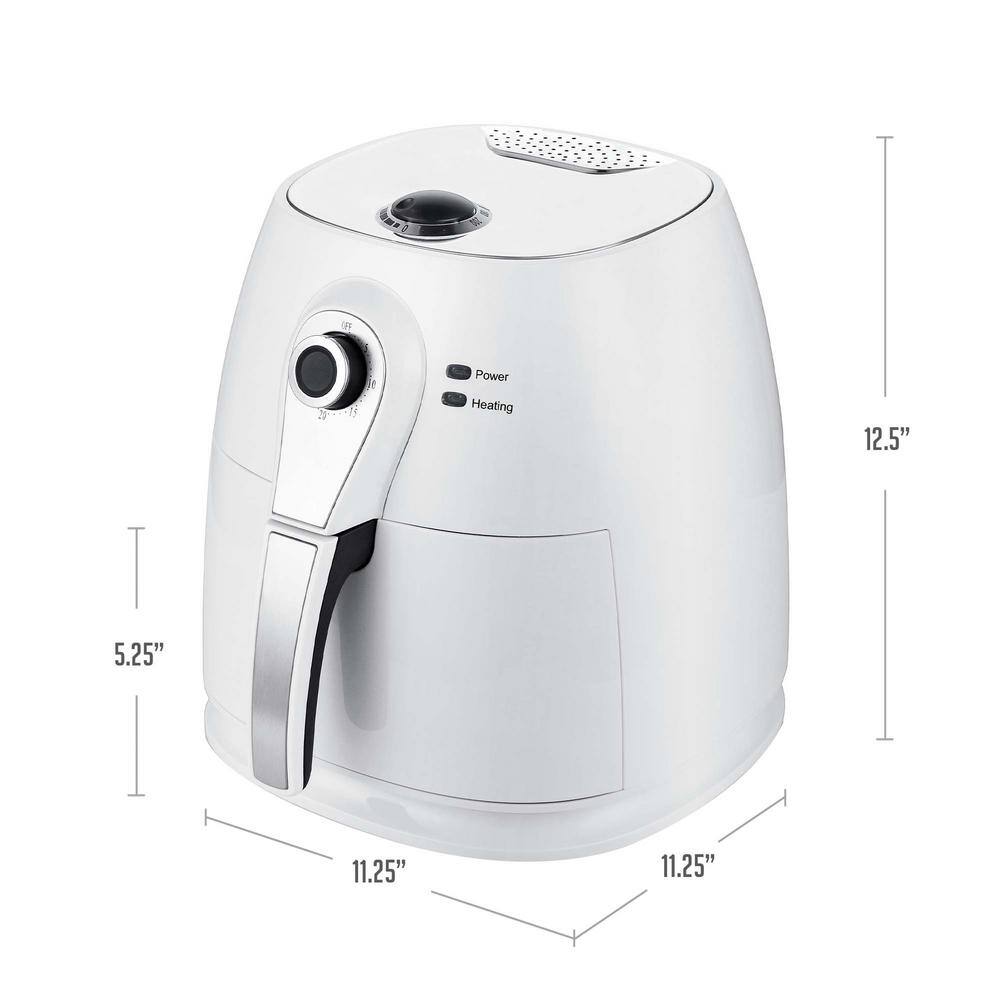 OVENTE 3.2 qt. White Electric Air Fryer with 30-min Timer Adjustable Temperature Controls Includes Fry Basket and Grill Pan FAM21302W