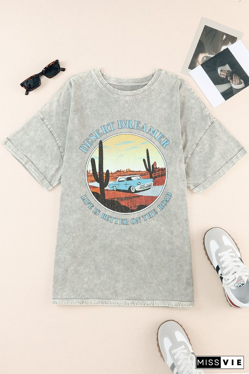 Gray Desert Dreamer Mineral Wash Graphic Tee