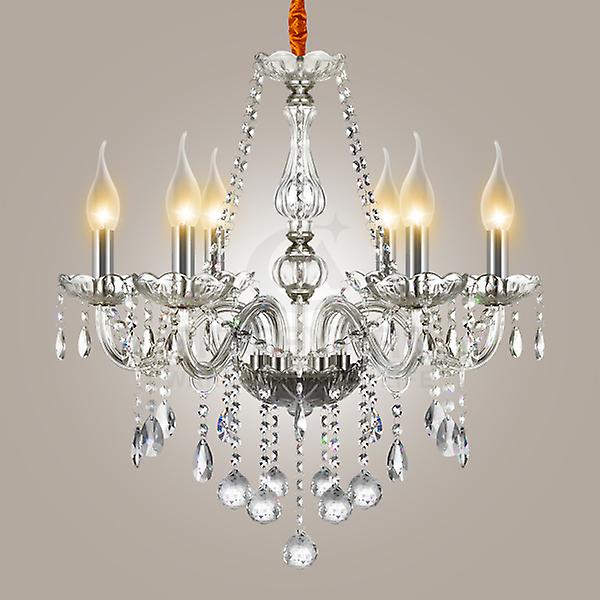 6 Heads K9 Crystal Chandelier Light Transparent Crystal Ceiling Lamp Home Decor 88166