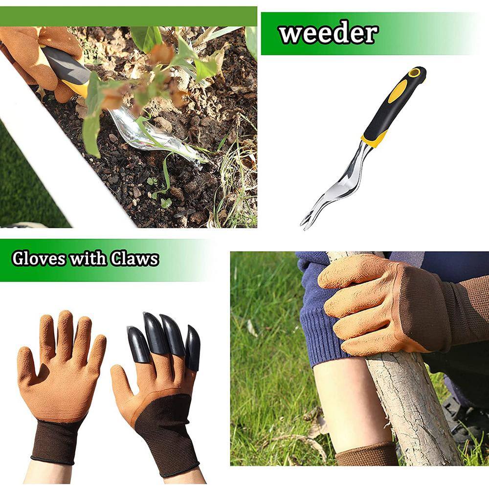 7-Piece Heavy-Duty Gardening Tools with Garden Gloves Garden Tool Set B09BJHJHYX