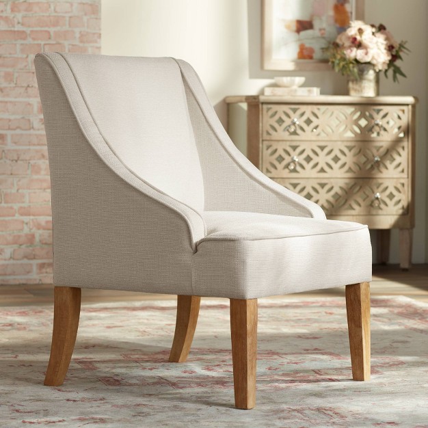 Elm Lane Dixon Ivory Fabric Swoop Arm Chair