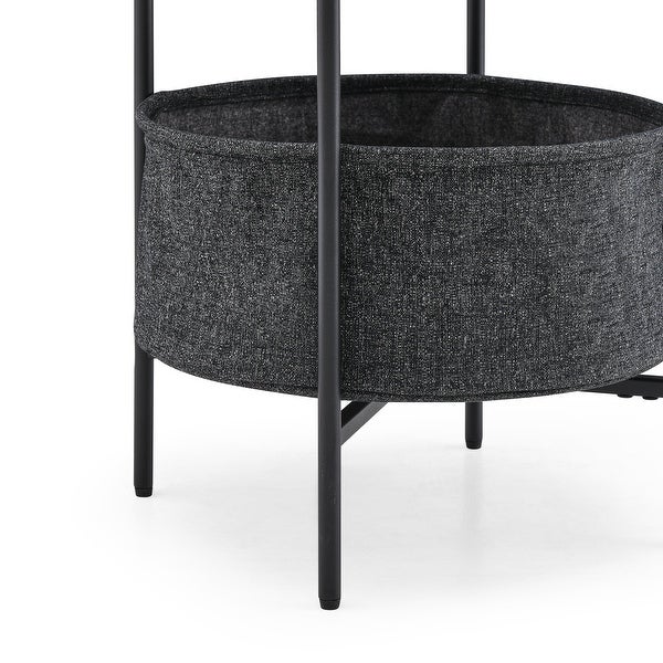 Modern Accent End Table/Side/Leisure Table Tables with Storage Basket， Grey Cloth Bag， for Living Room/Bedroom Furniture