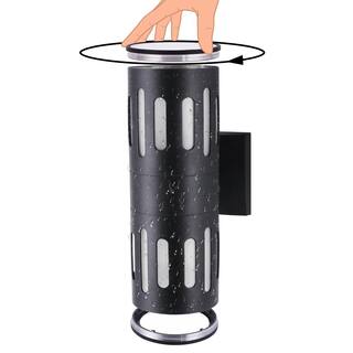 C Cattleya 11.75 in. 2-Light Black Die-Cast Aluminum Cylinder Outdoor Wall Sconce CA1933-W