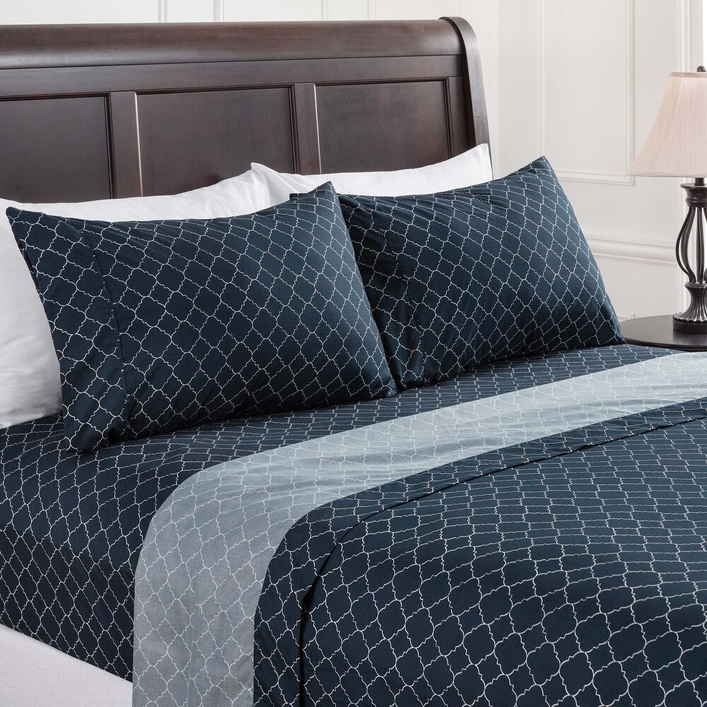 Chanasya Quatrefoil Geometric Print Ultra Soft Microfiber Sheet Set