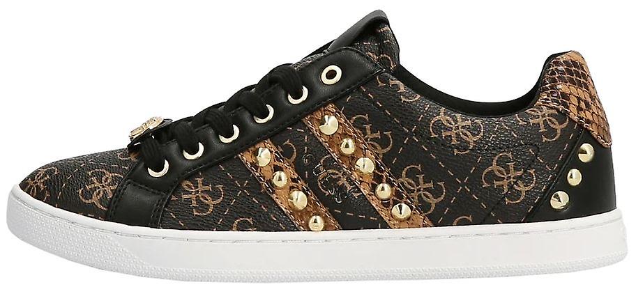 Guess Rassta Brown Gold Womens Leather Trainers