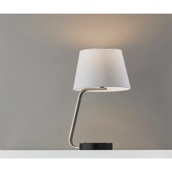 AdessoCharge Brass or Brushed Steel Louie Table Lamp