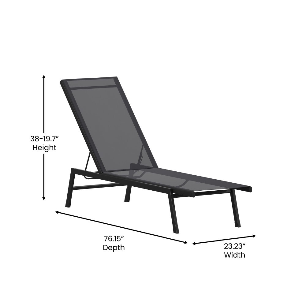 Weather Textilene Adjustable Chaise Lounge Chair with Arms