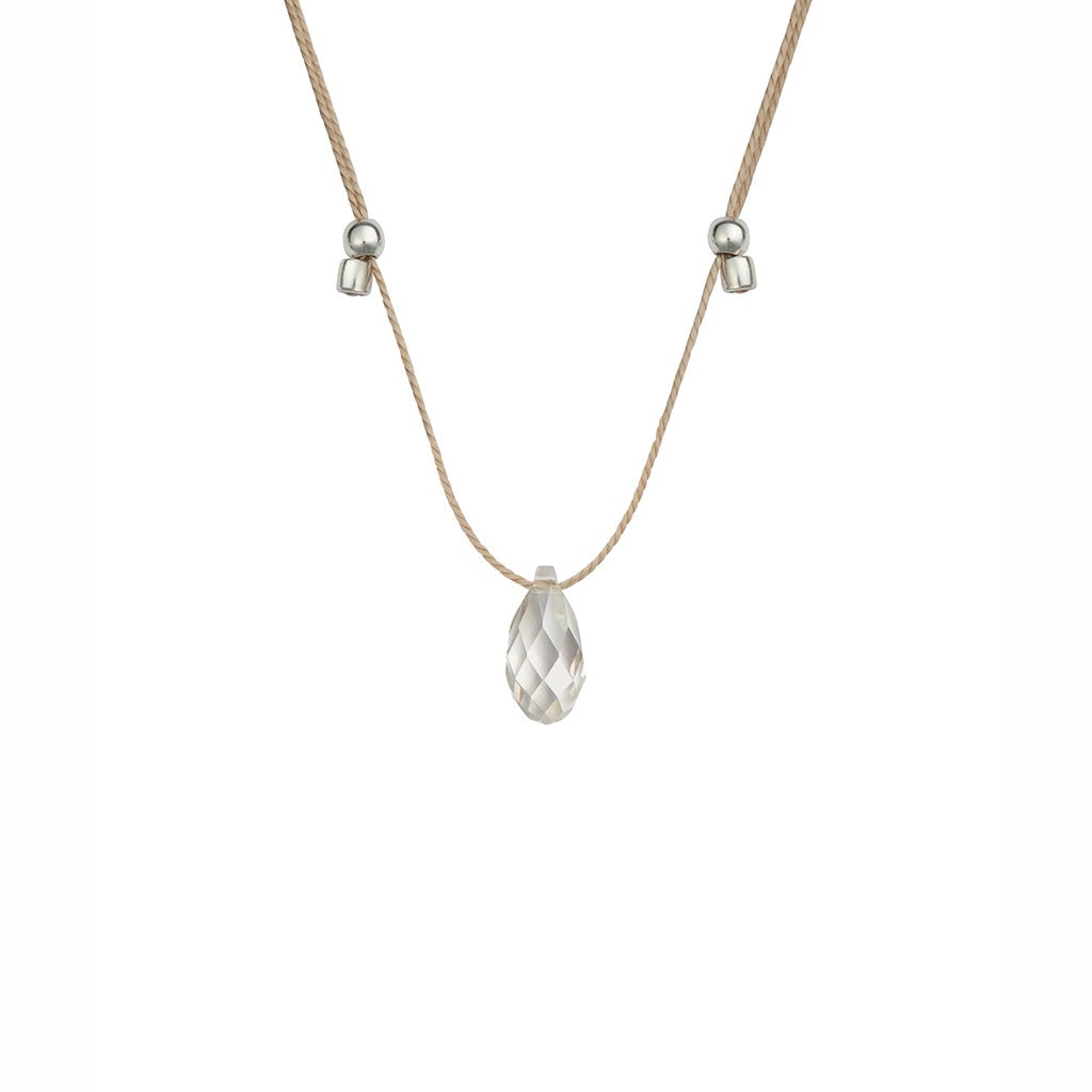 &Livy  Hyevibe Crystal Silk Slider Necklace in Silver Shade