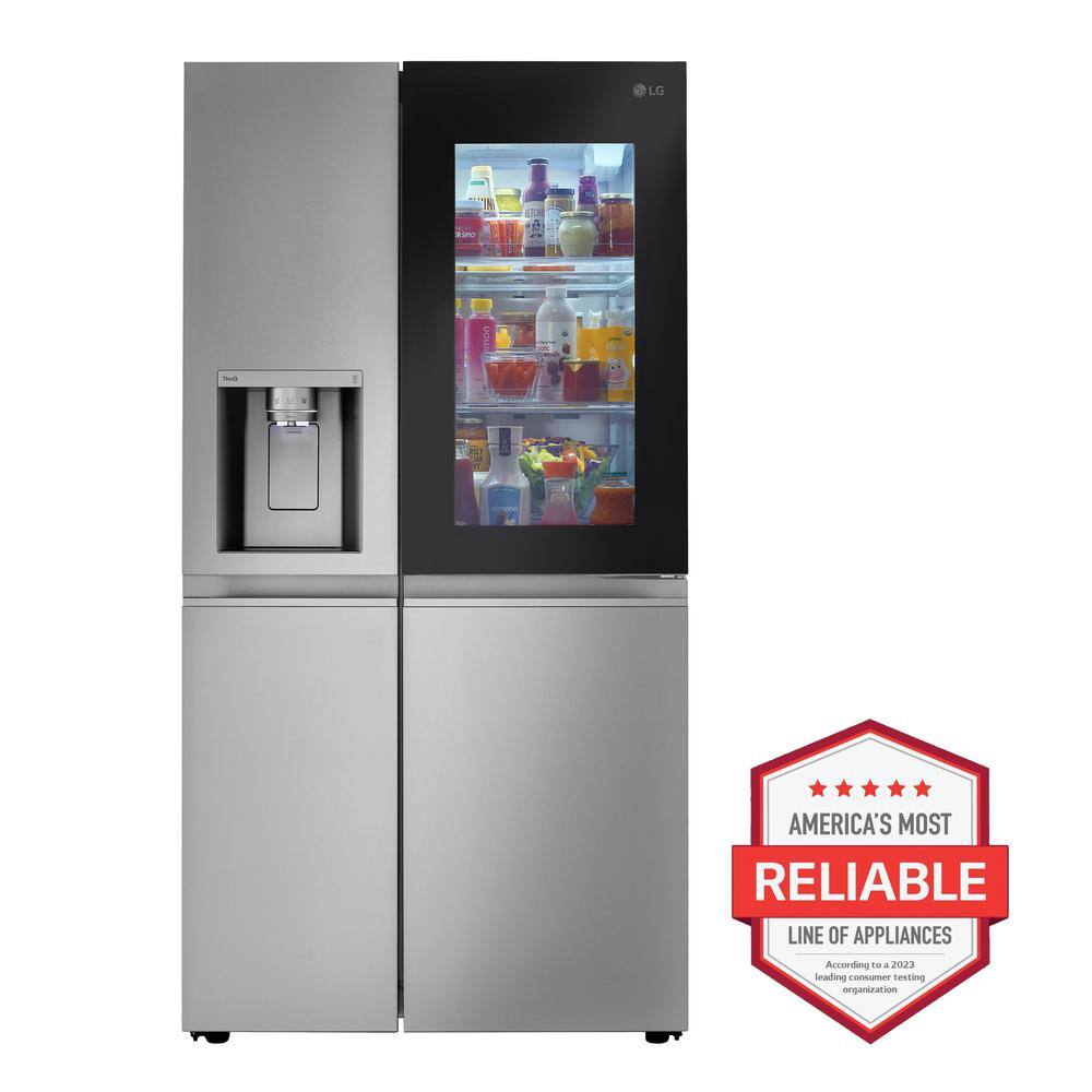 LG 27 cu. ft. Side by Side Smart Refrigerator w InstaView and Craft Ice in PrintProof Stainless Steel LRSOS2706S