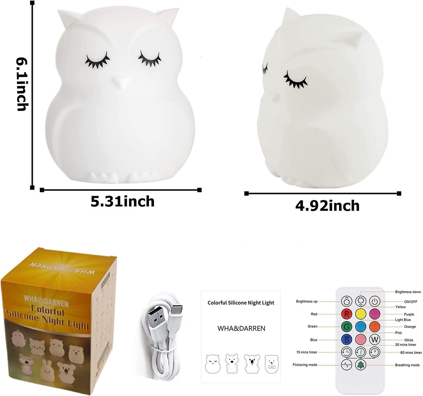 Large Owl Night Light Baby Night Light Led Night Lights Multicolor Light With Remote Control Eye Care Adjustable Brightness And Colo