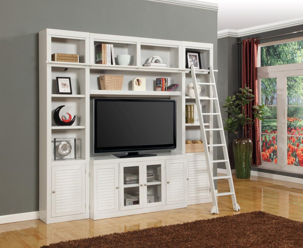 Parker House Boca 4 Piece Entertainment Wall Center in Cottage White   Transitional   Entertainment Centers And Tv Stands   by Unlimited Furniture Group  Houzz