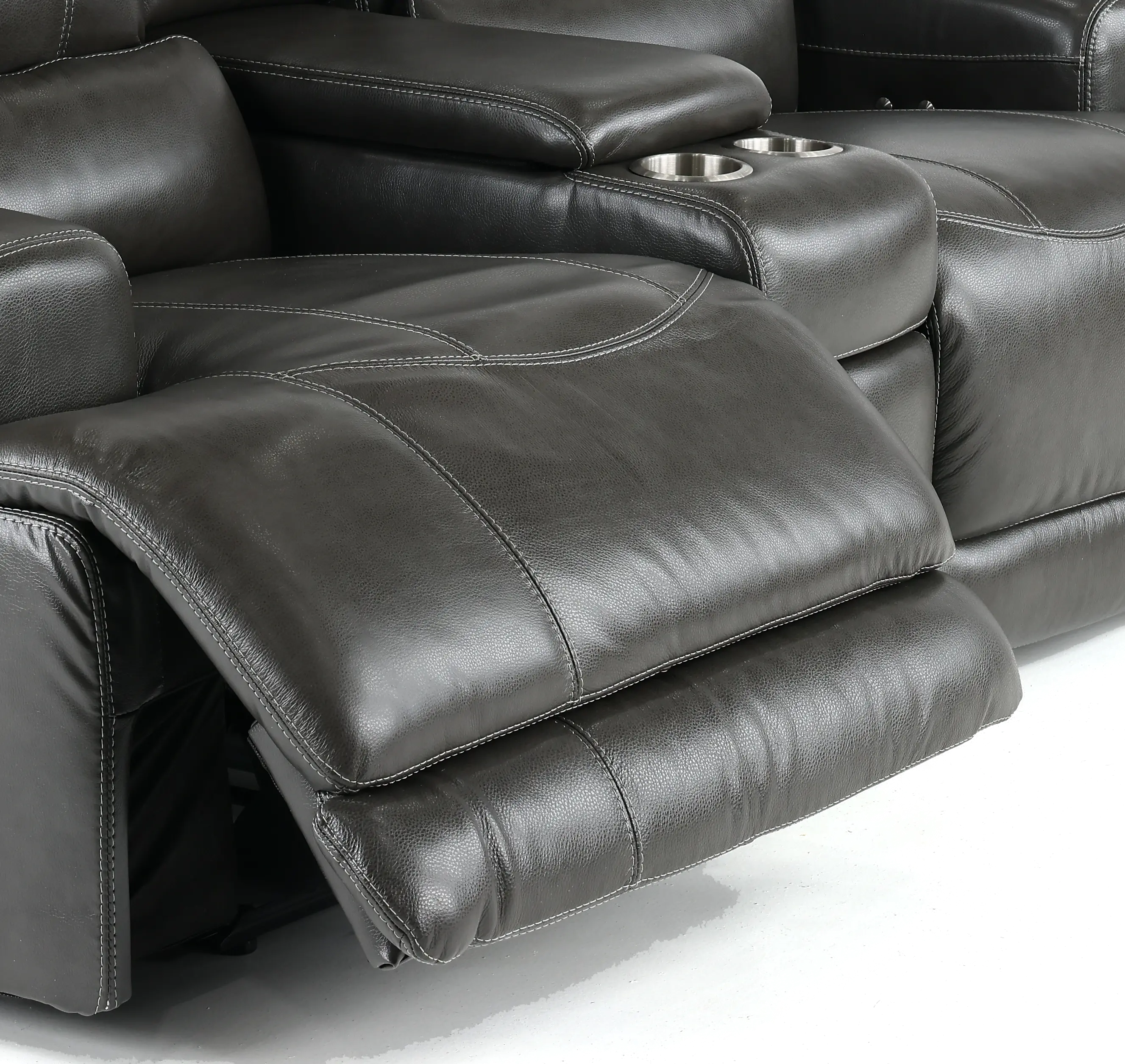 Stampede Charcoal Leather-Match Power Reclining Loveseat