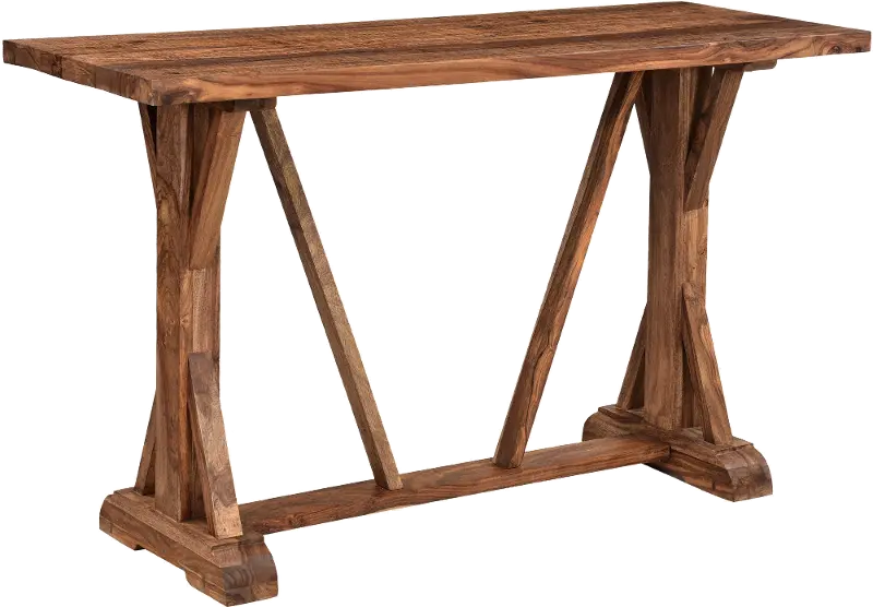 Brownstone Rustic Brown Console Table with Trestle Base