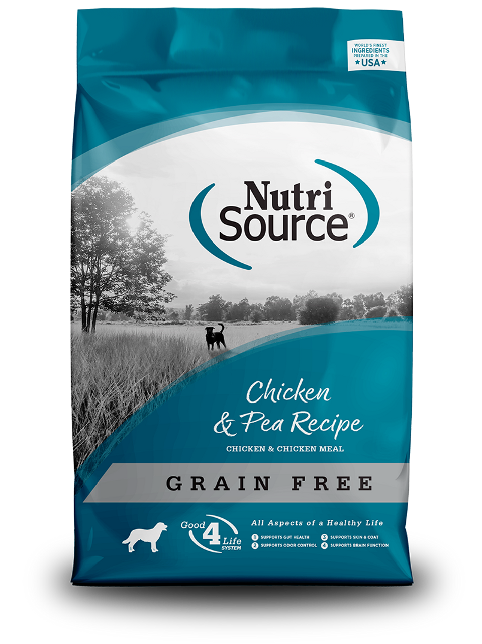 NutriSource Grain Free Chicken and Pea Recipe Adult Dry Dog Food， 30 Lb. Bag