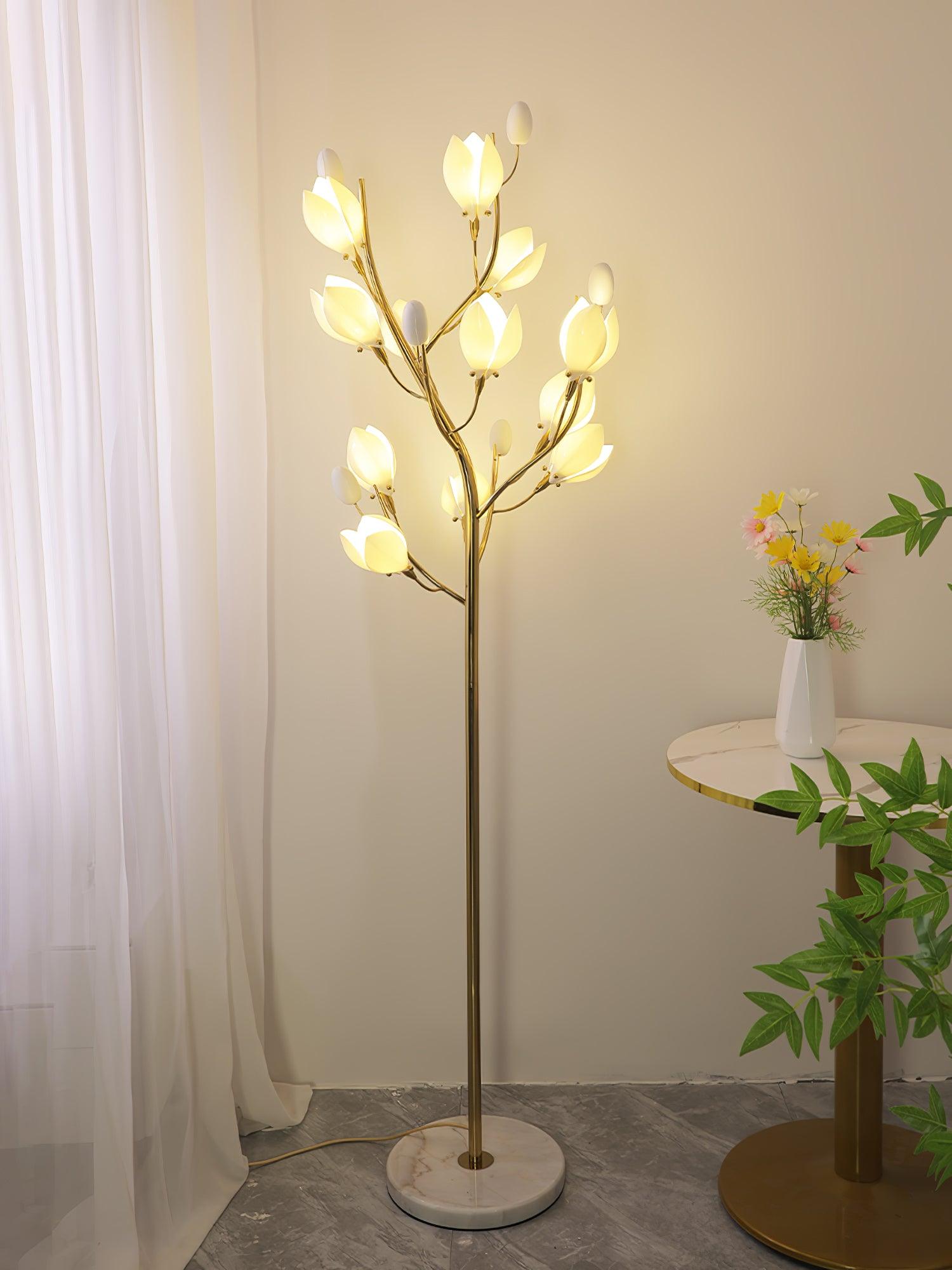 Porcelain Magnolia Floor Lamp