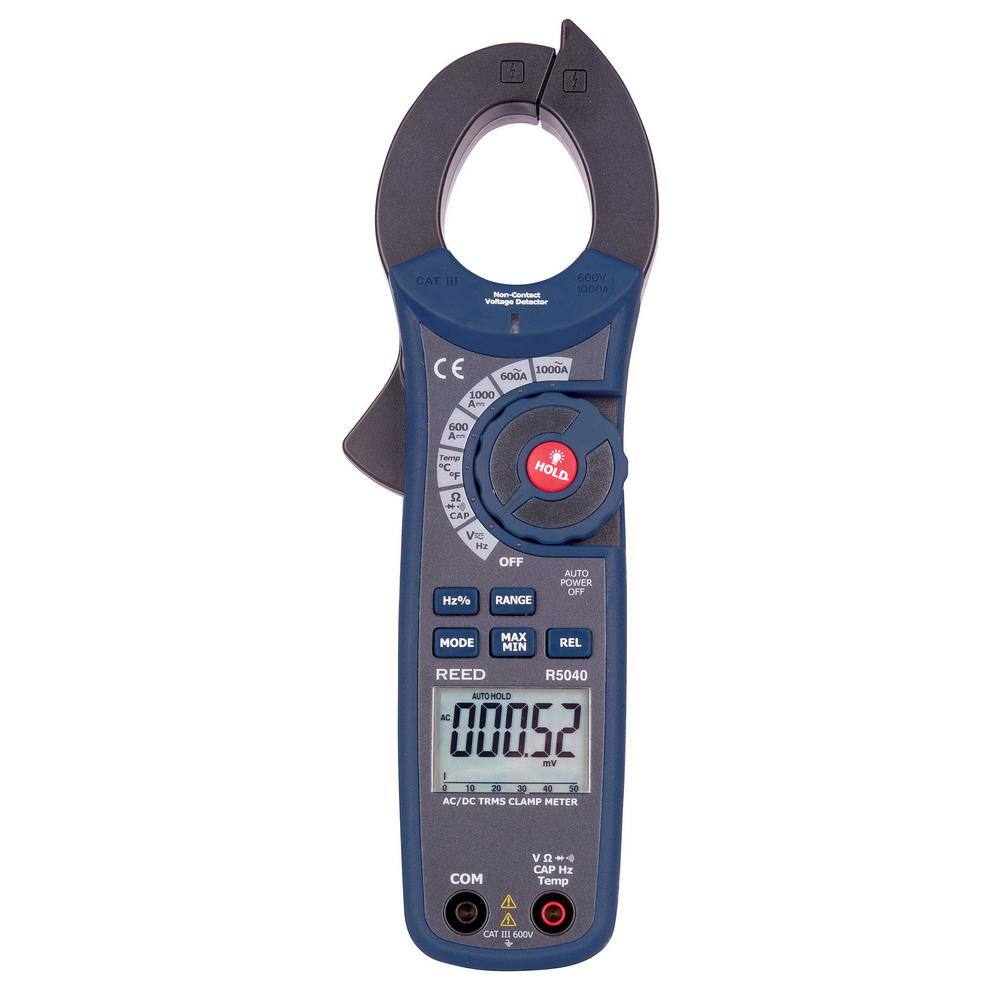 REED Instruments ACDC Clamp Meter with Temperature and Non-Contact Voltage Detector R5040