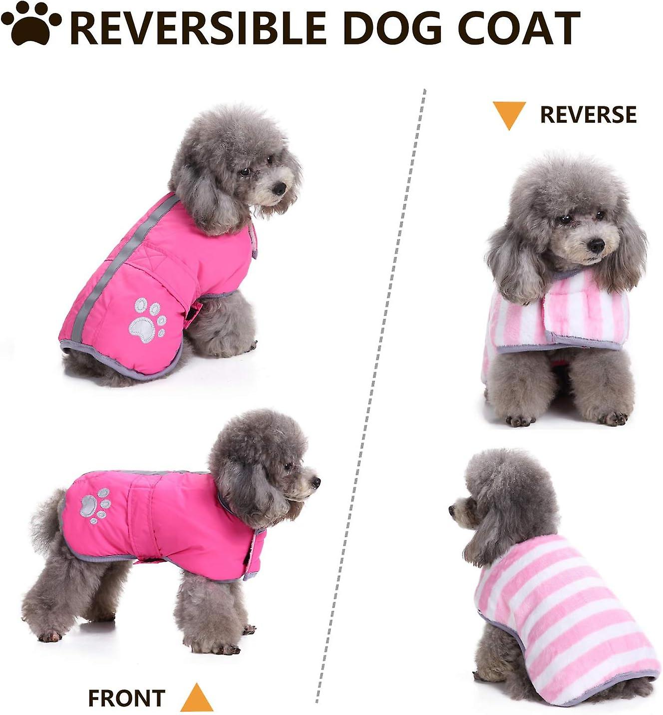 Cold Weather Dog Coats Loft Reversible Winter Fleece Dog Vest Waterproof Pet Jacket Available   Large Sizes Pink