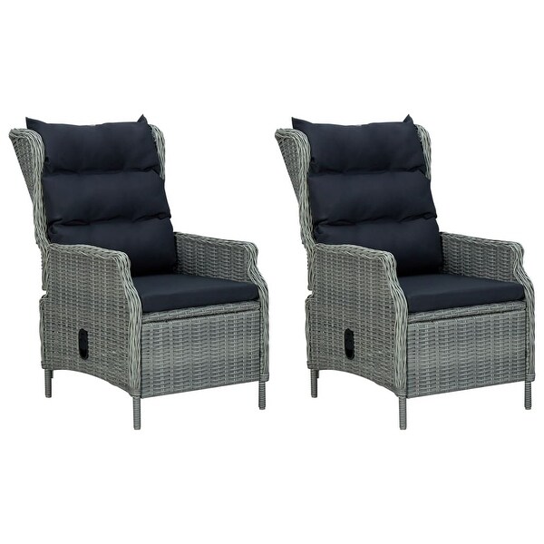 3 Piece Patio Lounge Set with Cushions Poly Rattan Light Gray - Overstock - 37573842